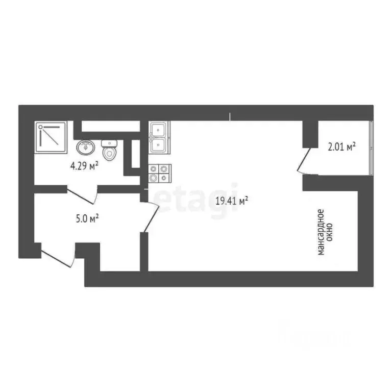 Студия Санкт-Петербург ул. Меридианная, 6к2 (28.7 м) - Фото 2