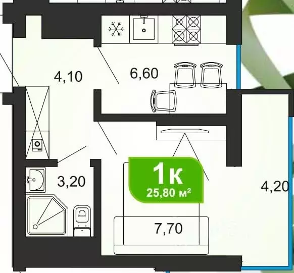 1-к кв. Краснодарский край, Сочи Бытха мкр, ул. Ясногорская, 16/6к4 ... - Фото 1