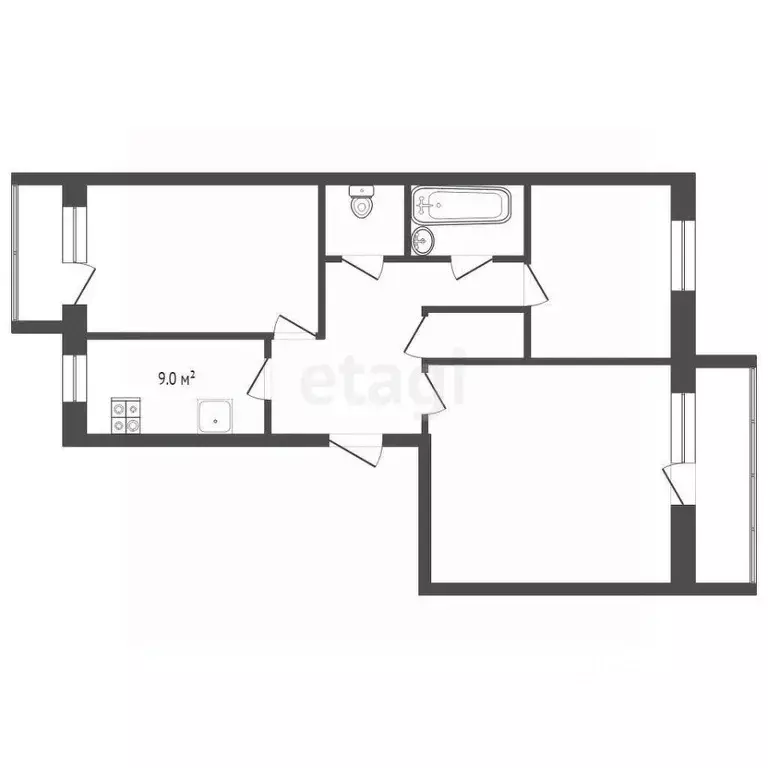 3-к кв. Владимирская область, Муром Орловская ул., 27 (75.8 м) - Фото 1