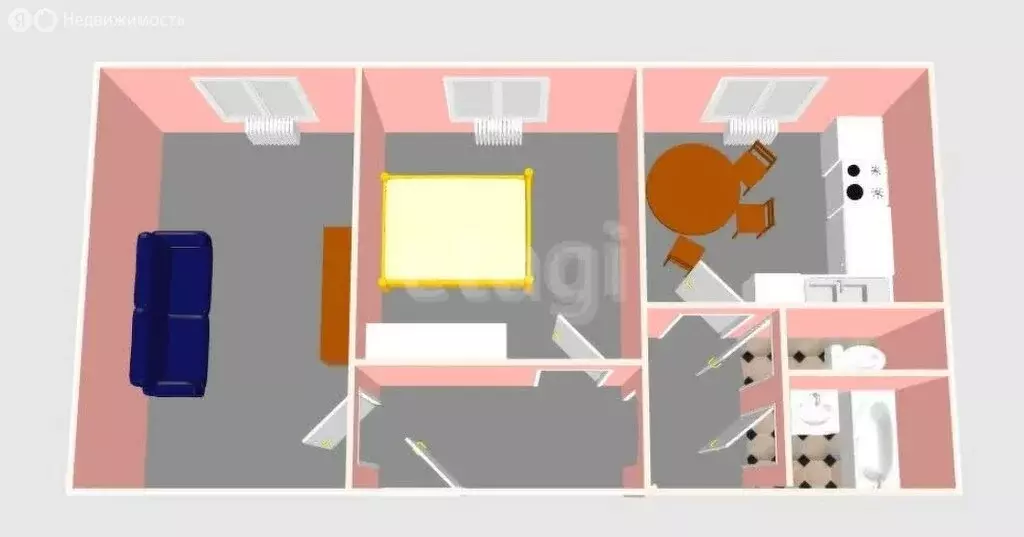 2-комнатная квартира: Южно-Сахалинск, улица А.О. Емельянова, 17 (50 м) - Фото 1