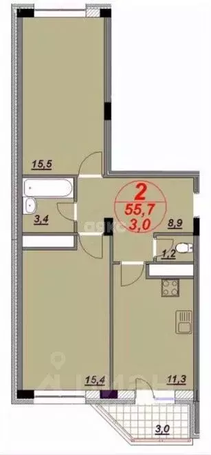 2-к кв. Краснодарский край, Анапа Алексеевка мкр, ул. Лазурная, 10к2 ... - Фото 2