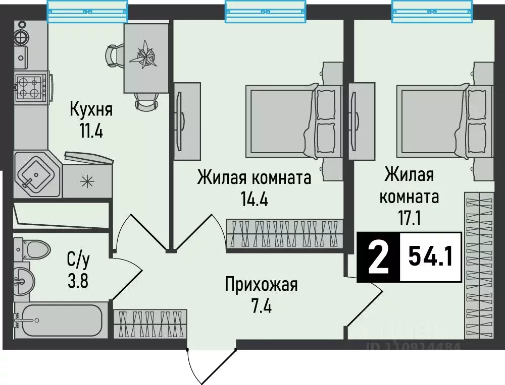 2-к кв. Ставропольский край, Железноводск городской округ, пос. ... - Фото 1