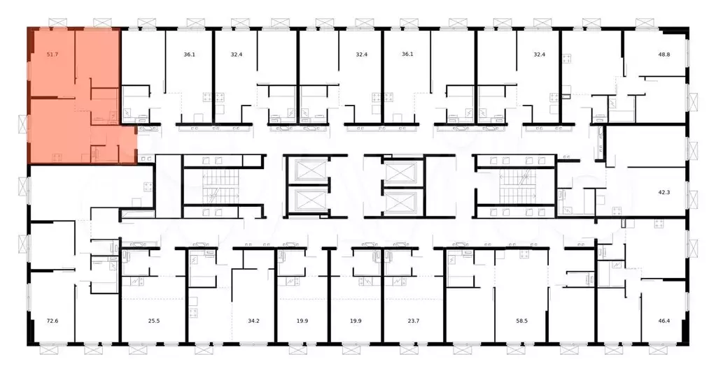 2-к. квартира, 51,7 м, 13/33 эт. - Фото 1