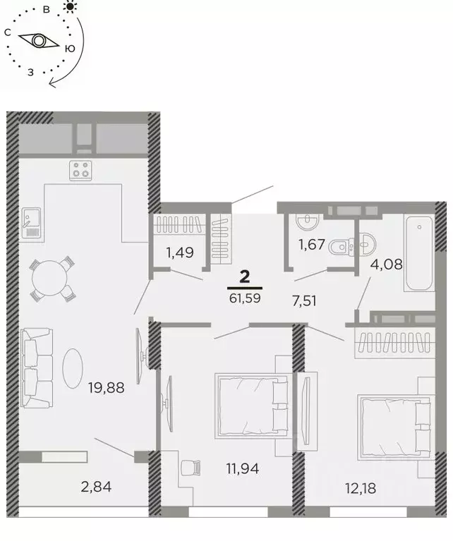 2-к кв. Рязанская область, Рязань Совхозная ул., 6 (61.59 м) - Фото 0