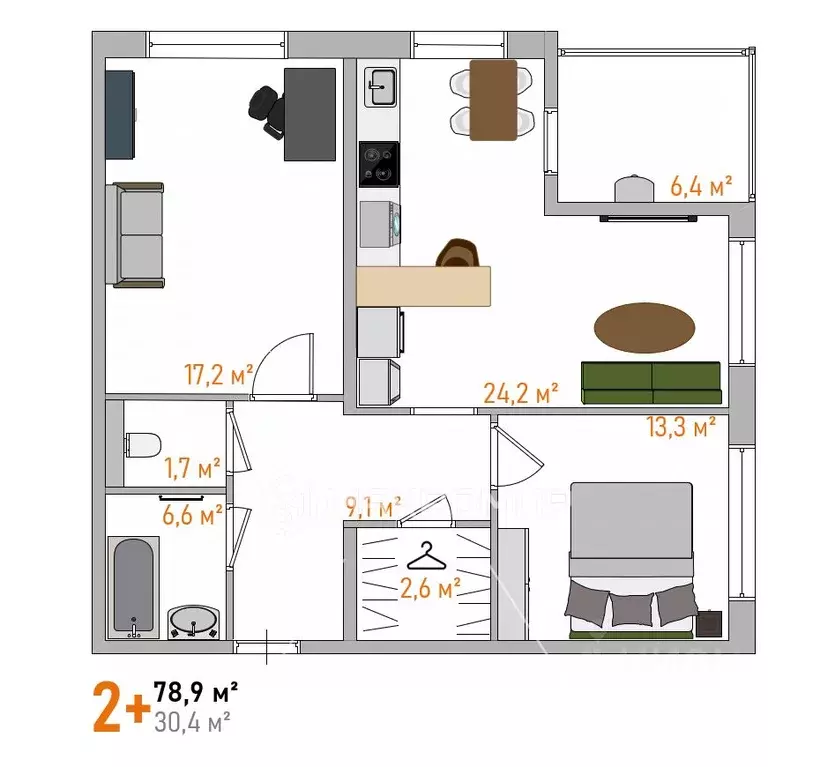 2-к кв. Брянская область, Брянский район, пос. Мичуринский, ... - Фото 2