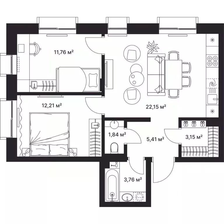 2-к кв. Владимирская область, Киржач ул. Свердлова, 10А (60.0 м) - Фото 1
