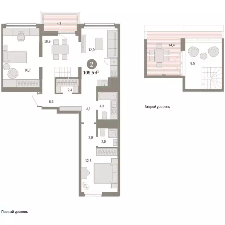 2-комнатная квартира: Тюмень, Мысовская улица, 26к1 (109.51 м) - Фото 1