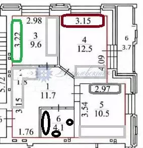 2-к. квартира, 54 м, 4/9 эт. - Фото 0