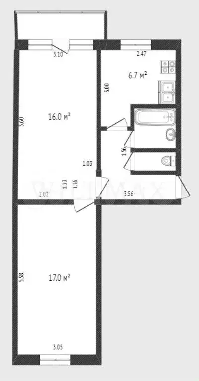 2-к. квартира, 47 м, 2/5 эт. - Фото 0