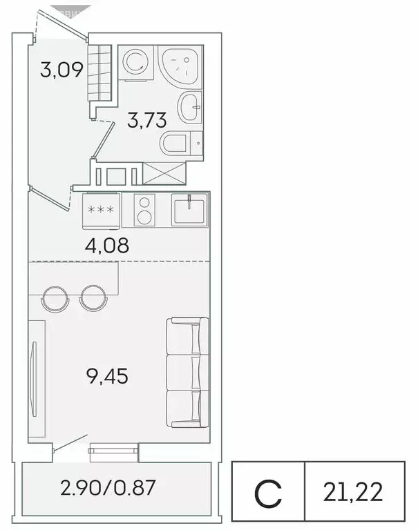 Квартира-студия: Мурино, Графская улица, 6к4 (20.3 м) - Фото 0