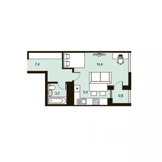 1-к кв. Башкортостан, Уфа ул. Подполковника Недошивина (31.2 м) - Фото 1