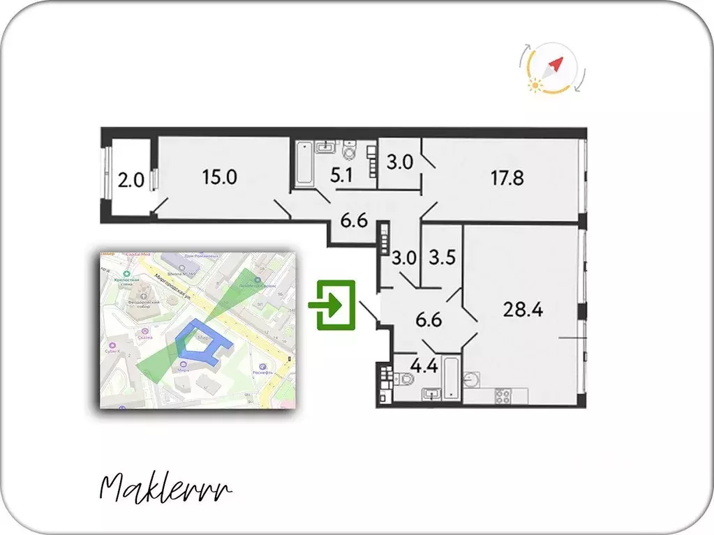 2-к кв. Санкт-Петербург Миргородская ул., 1 (93.0 м) - Фото 2