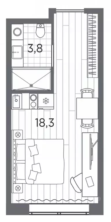 Студия Санкт-Петербург просп. Стачек, 62Е (22.1 м) - Фото 0