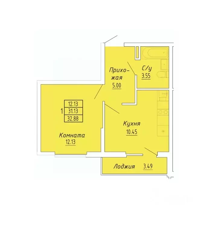 1-к кв. Крым, Судак Бирюзовый квартал жилой комплекс (32.88 м) - Фото 1