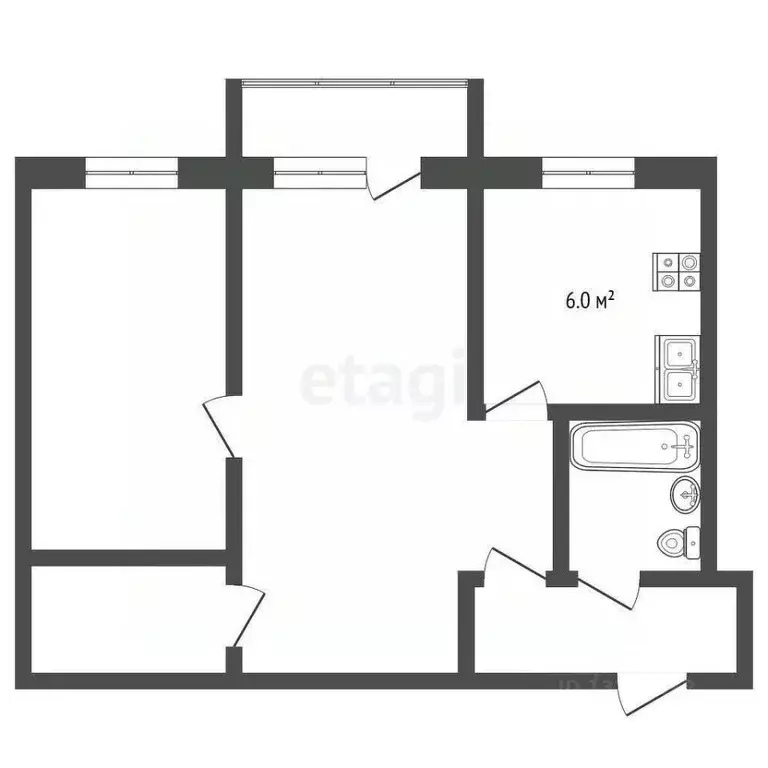2-к кв. Вологодская область, Вологда Московское ш., 24 (43.4 м) - Фото 1