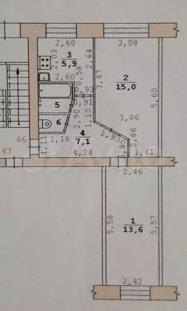 2-к. квартира, 44,5 м, 1/5 эт. - Фото 0