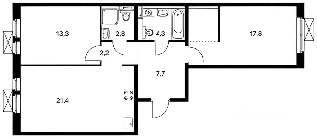 2-к кв. Московская область, Балашиха ул. Реутовская, 6 (68.0 м) - Фото 1