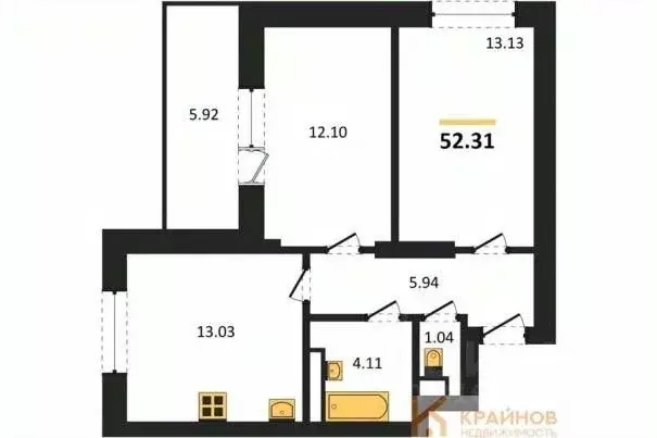 2-к кв. Воронежская область, Воронеж Транспортная ул., 58 (52.31 м) - Фото 0