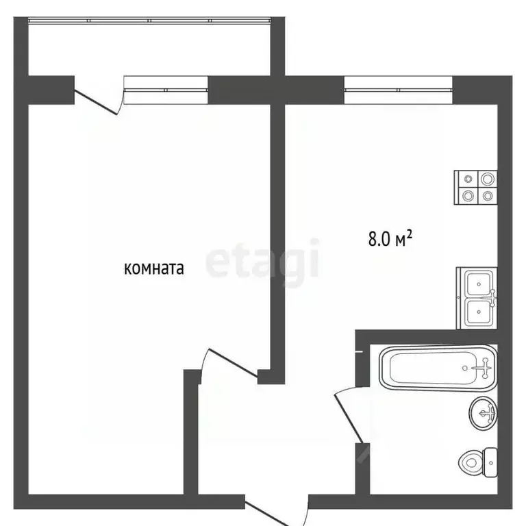 1-к кв. Владимирская область, Муром Ленинградская ул., 40 (31.0 м) - Фото 1