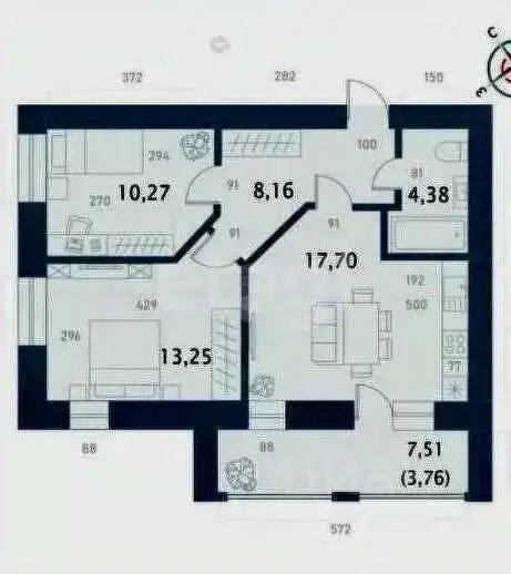 2-к кв. Татарстан, Казань ул. Лукина, 48Ж (57.0 м) - Фото 1