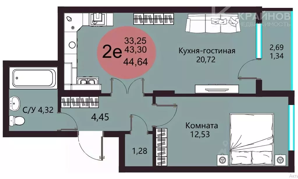 2-к кв. Воронежская область, Воронеж Никитинские сады жилой комплекс ... - Фото 2