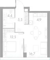 1-комнатная квартира: Москва, Кутузовский проезд, 16А/1 (44 м) - Фото 1