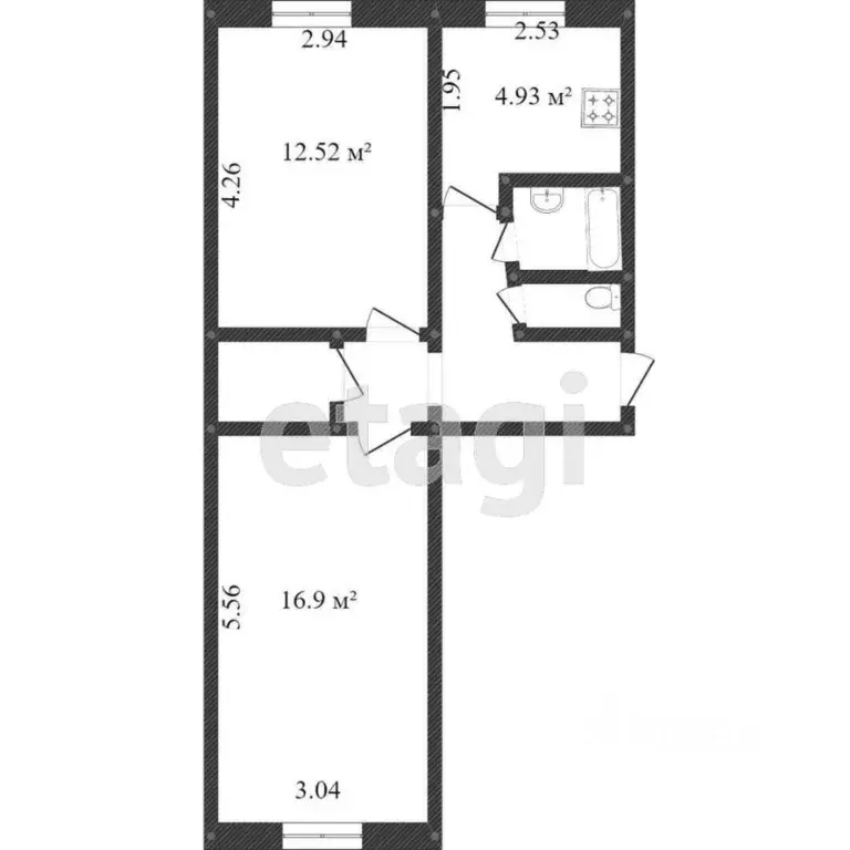 2-к кв. Тюменская область, Тобольск ул. Семена Ремезова, 116 (43.3 м) - Фото 1