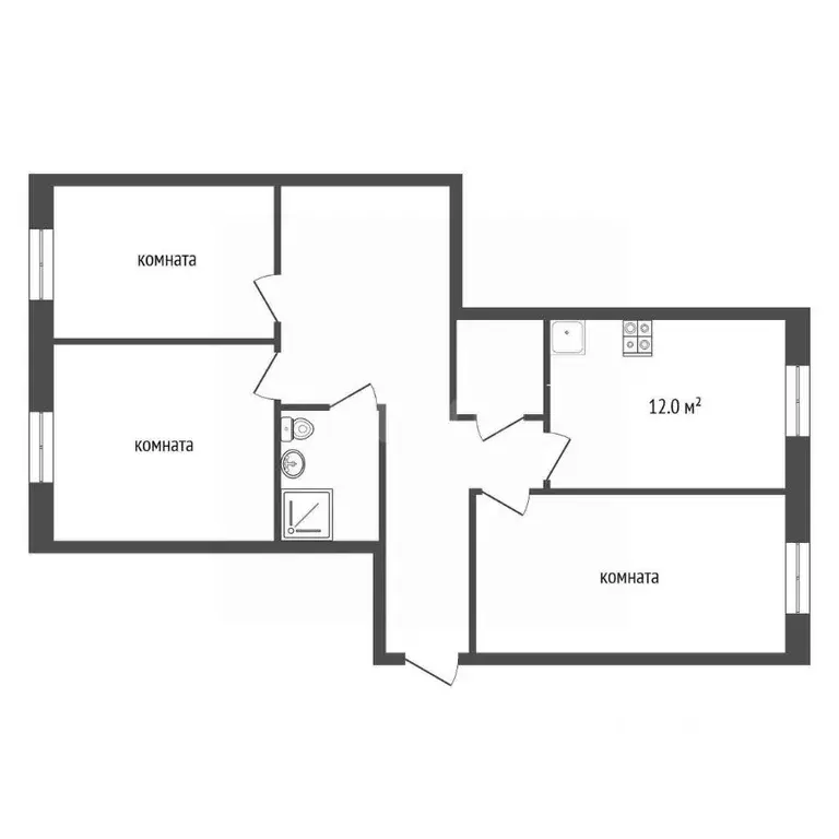 3-к кв. Ярославская область, Рыбинск Центральный п/р, пос. Северный, ... - Фото 2