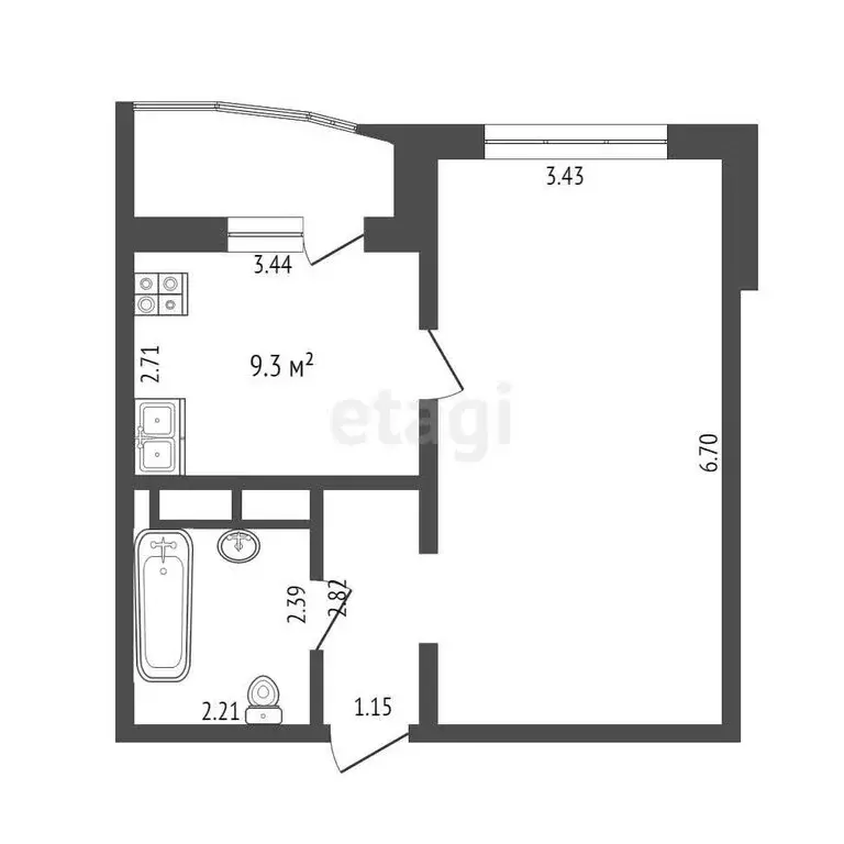 1-комнатная квартира: Тюмень, улица Валентины Трофимовой, 7 (40.9 м) - Фото 1