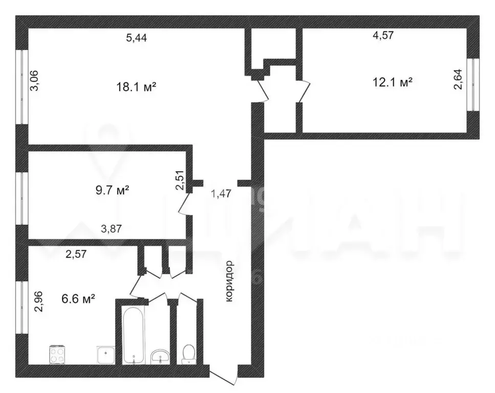 3-к кв. Владимирская область, Муром ул. Машинистов, 5 (54.2 м) - Фото 1