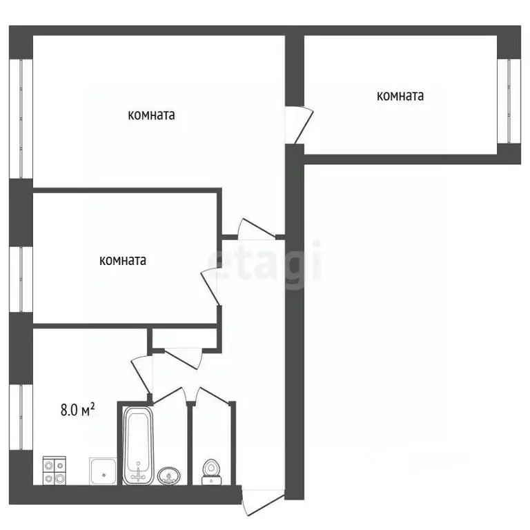 3-к кв. Томская область, Северск ул. Ленина, 92 (57.9 м) - Фото 2