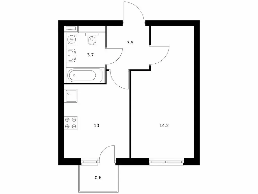 1-комнатная квартира: Котельники, микрорайон Парковый, 2к1 (32 м) - Фото 1