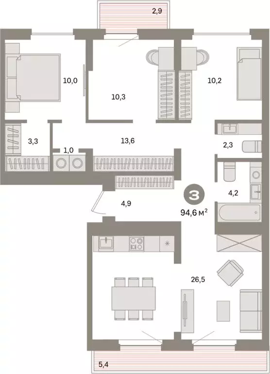 3-комнатная квартира: Екатеринбург, жилой район Сортировочный, ... - Фото 1