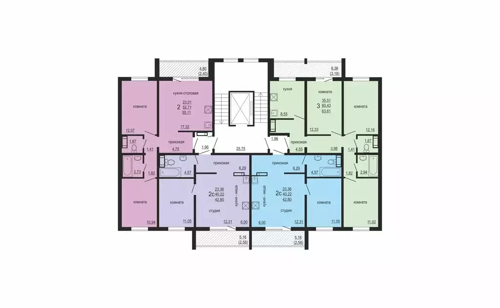 2-комнатная квартира: Западный, улица Дружбы, 4 (55.11 м) - Фото 2