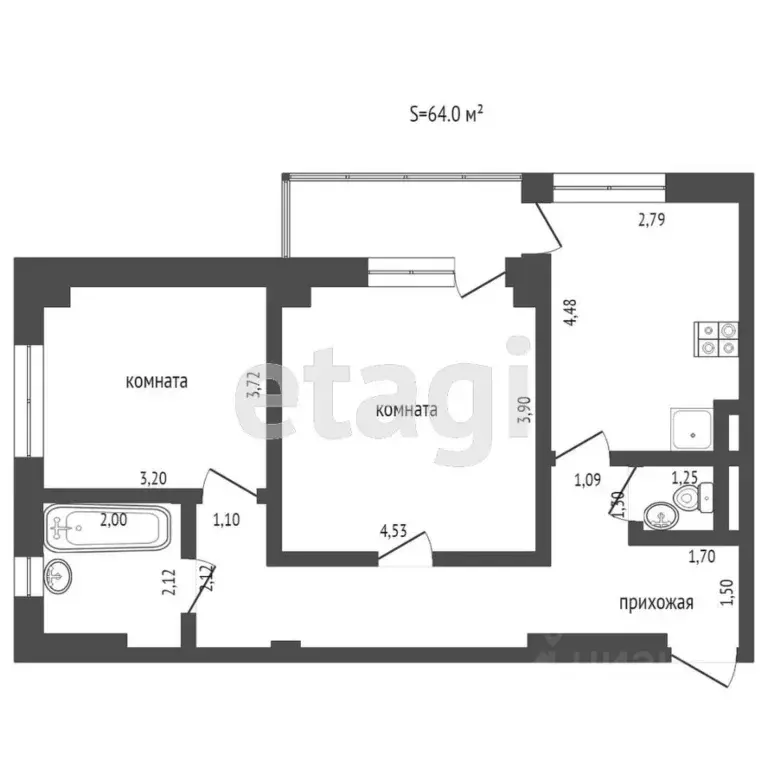 2-к кв. Крым, Симферополь ул. Батурина (60.1 м) - Фото 0