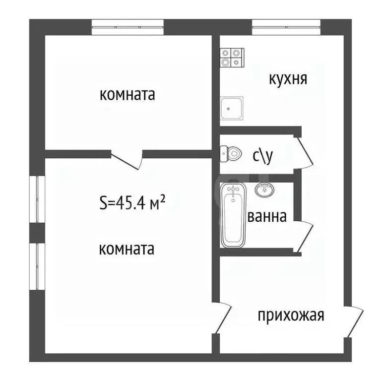 2-к кв. Тульская область, Тула Одоевское ш., 19 (45.4 м) - Фото 1