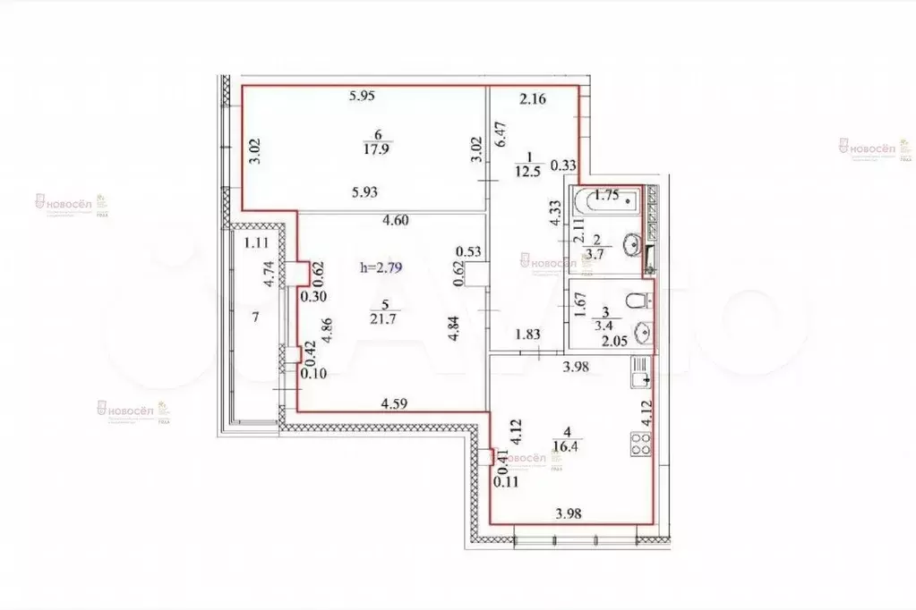 2-к. квартира, 75 м, 3/24 эт. - Фото 0