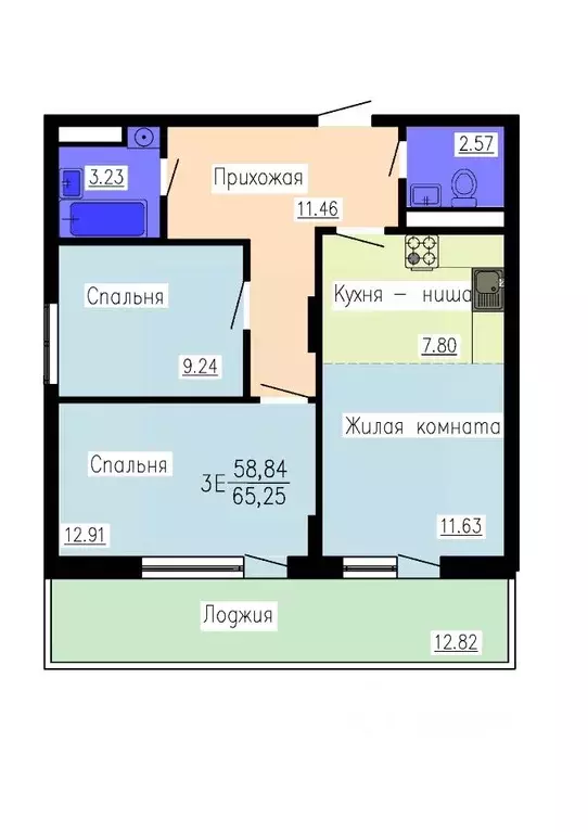 3-к кв. Воронежская область, Воронеж Гвардейский пер., 21 (65.25 м) - Фото 0