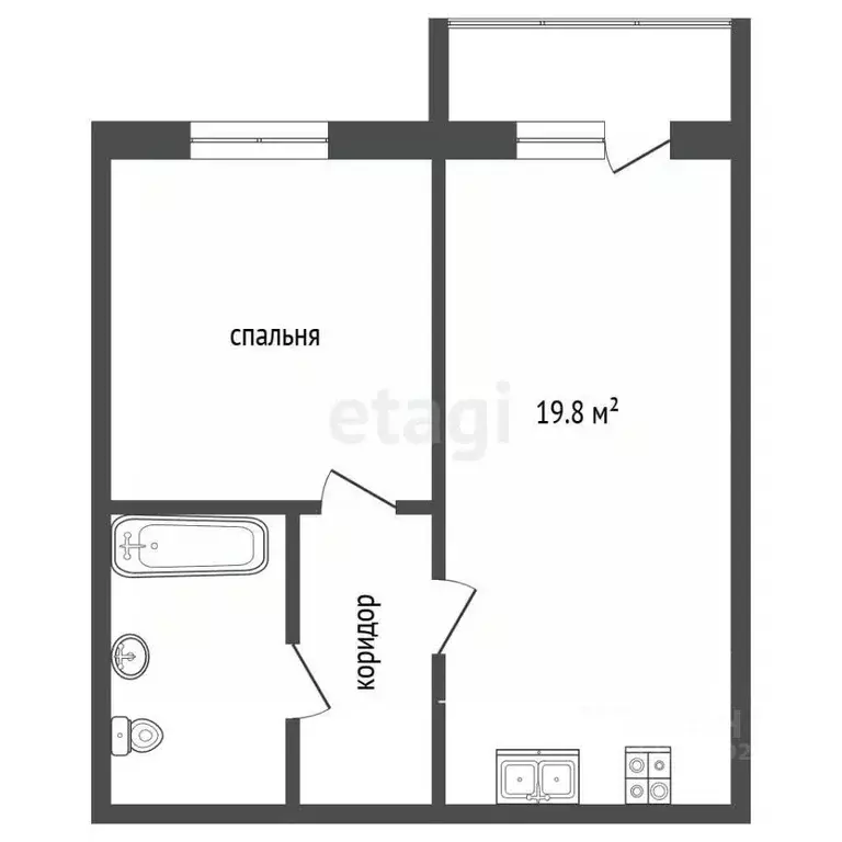 1-к кв. Вологодская область, Вологда ул. Герцена, 105 (38.1 м) - Фото 2