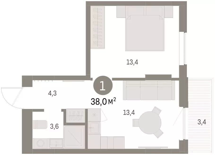 1-комнатная квартира: Пермь, улица Куйбышева, 143 (38.02 м) - Фото 2