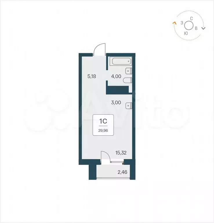 Апартаменты-студия, 30 м, 19/25 эт. - Фото 0