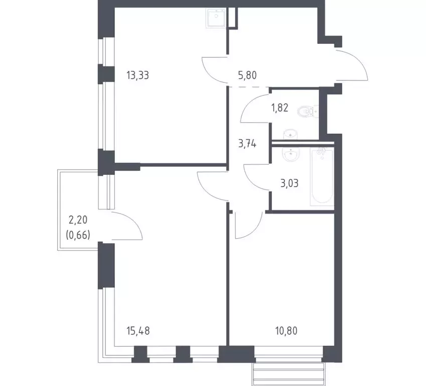 2-комнатная квартира: село Лайково, микрорайон Город-Событие, ЖК ... - Фото 1
