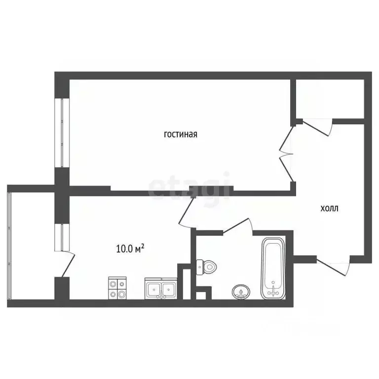 1-к кв. Московская область, Домодедово Центральный мкр, ул. Кирова, ... - Фото 2