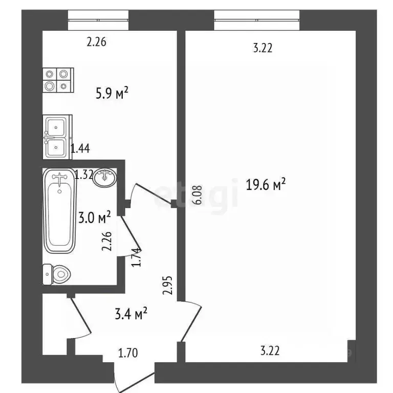 1-к кв. Башкортостан, Стерлитамак просп. Октября, 71 (32.4 м) - Фото 2