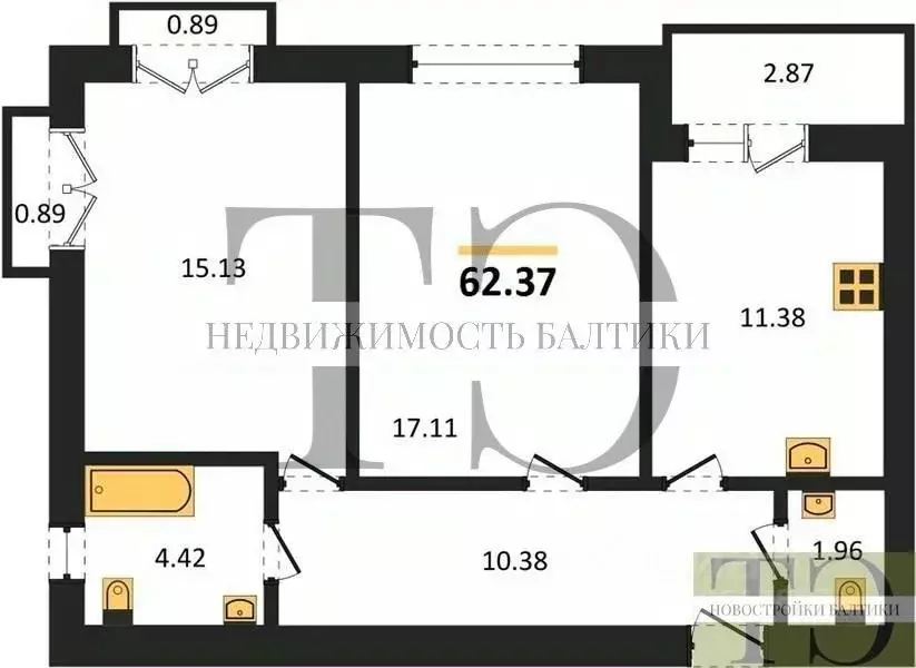 2-к кв. Калининградская область, Калининград Суздальская ул., 15 ... - Фото 0