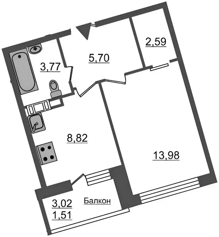 2-к кв. Санкт-Петербург ул. Плесецкая, 6 (38.0 м) - Фото 1