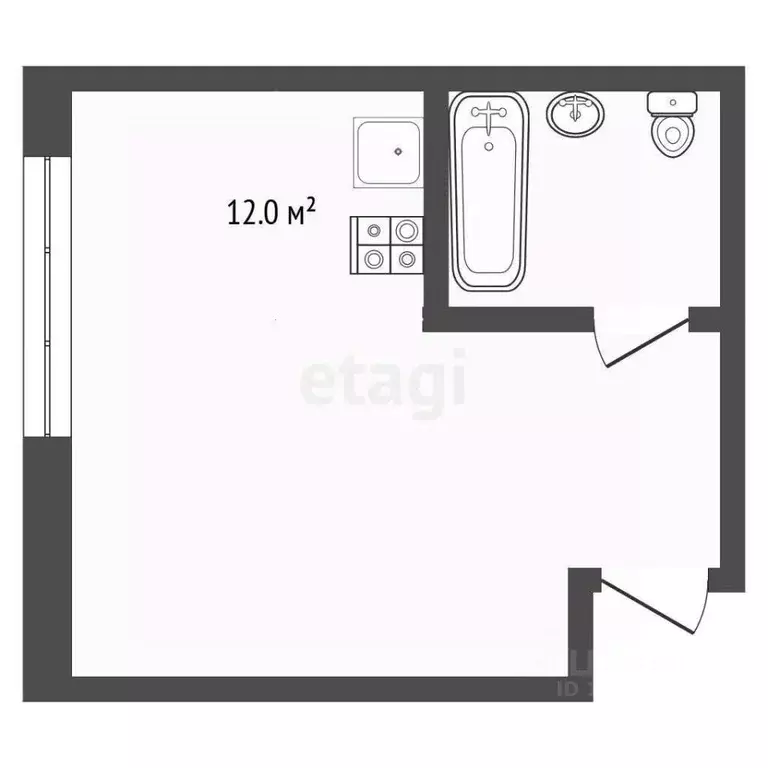 Студия Тюменская область, Тюмень ул. Парфенова, 20А (19.1 м) - Фото 2