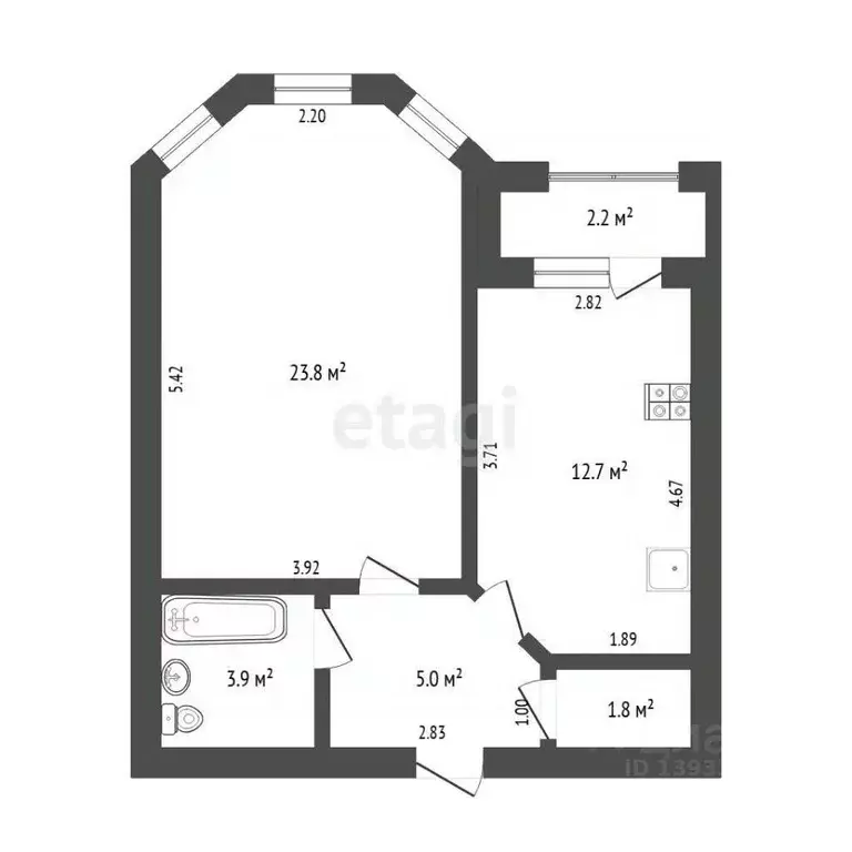 1-к кв. Тюменская область, Тюмень ул. Циолковского, 9к1 (47.2 м) - Фото 2
