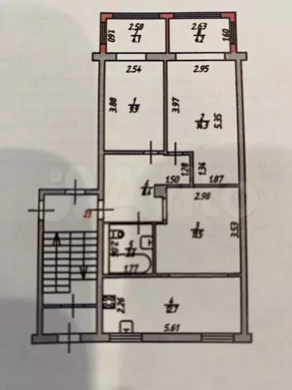 3-к. квартира, 62,8 м, 1/5 эт. - Фото 0