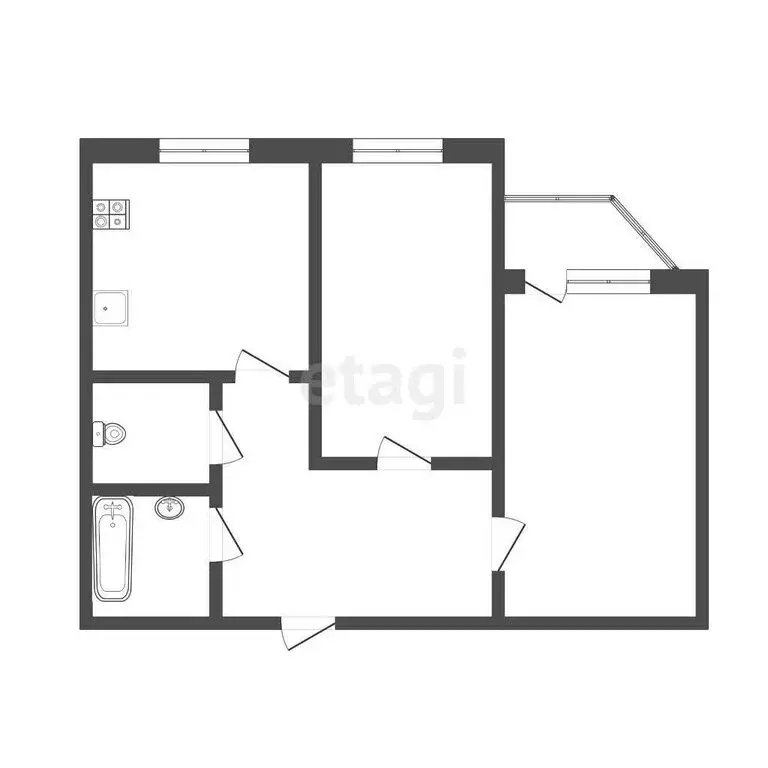 2-комнатная квартира: Тюмень, Арктическая улица, 7к2 (51.5 м) - Фото 1